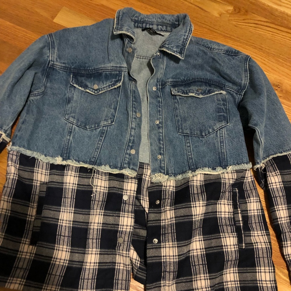 Jean jacket with flannel from Misguided